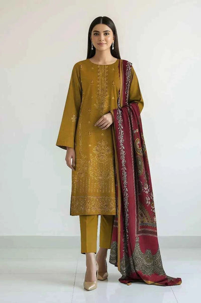 3 Pcs Women's Unstitched Plain Suit