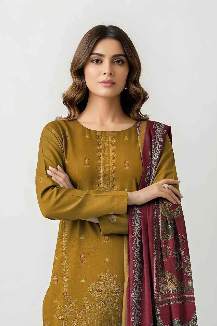 3 Pcs Women's Unstitched Plain Suit