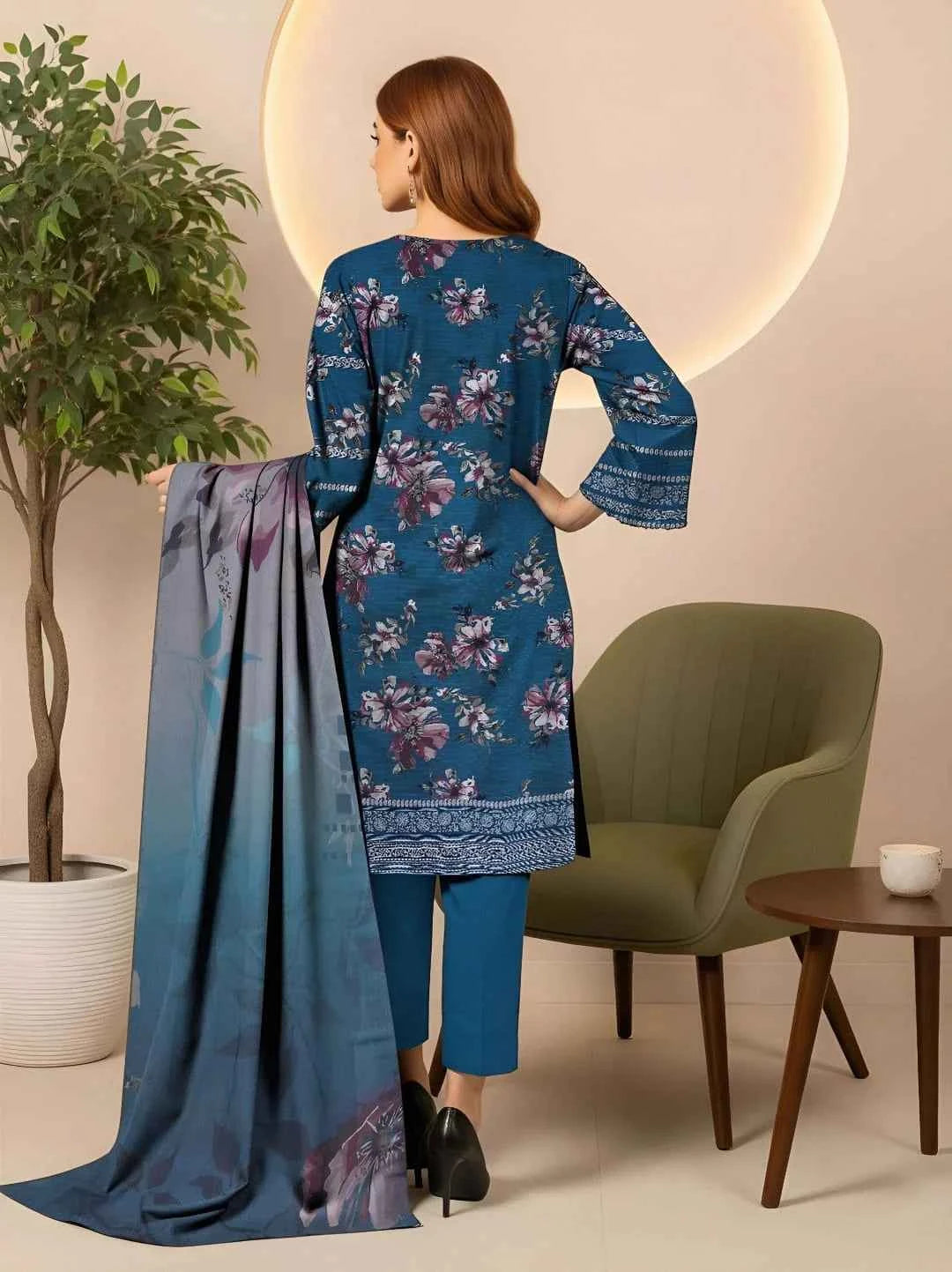 3 Pcs Women's Unstitched Embroidered Suit