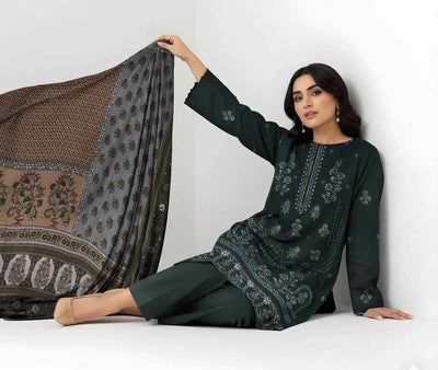 3 Pcs Women's Unstitched Viscose Plain Suit