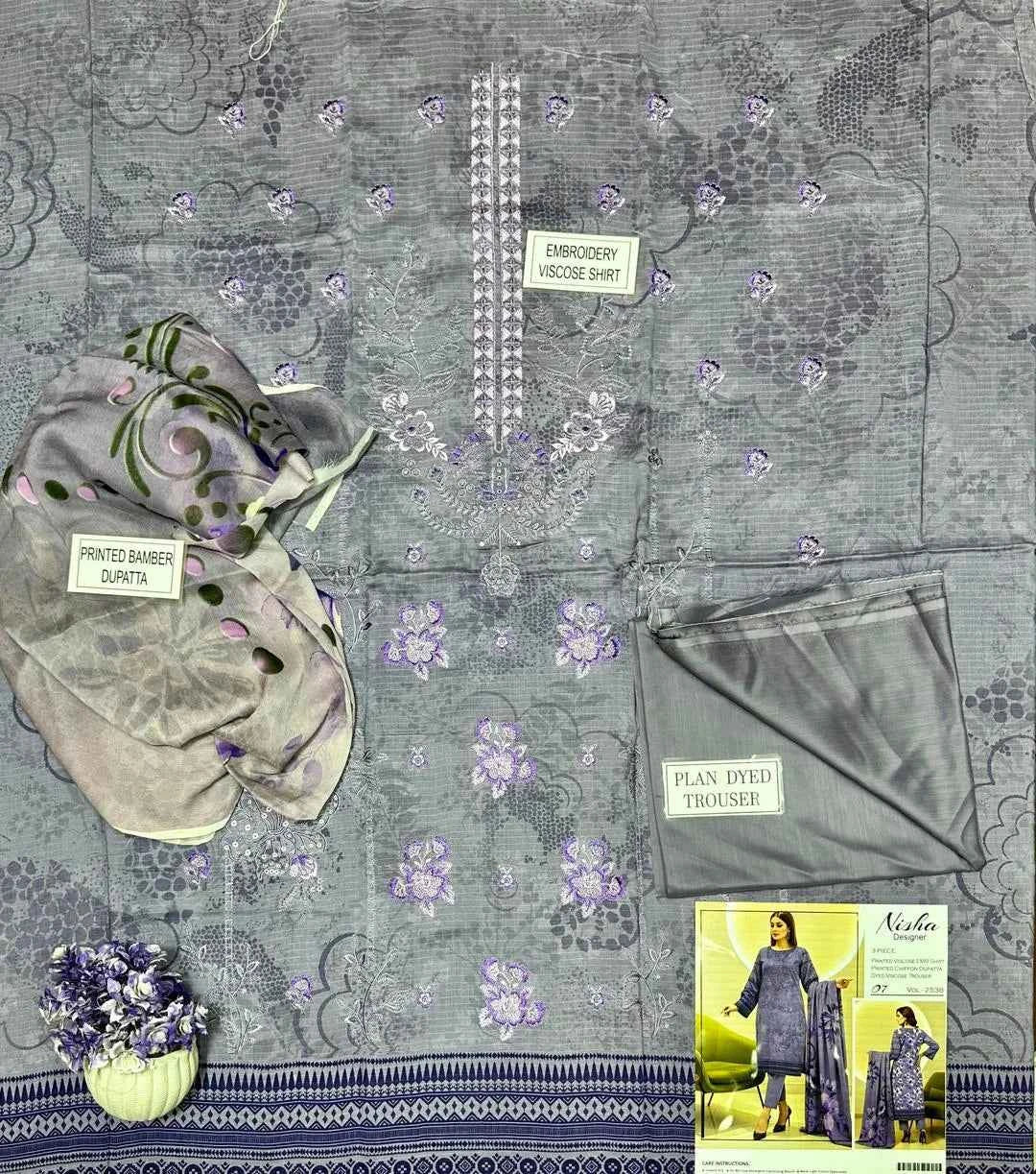 3 Pcs Women's Unstitched Embroidered Suit