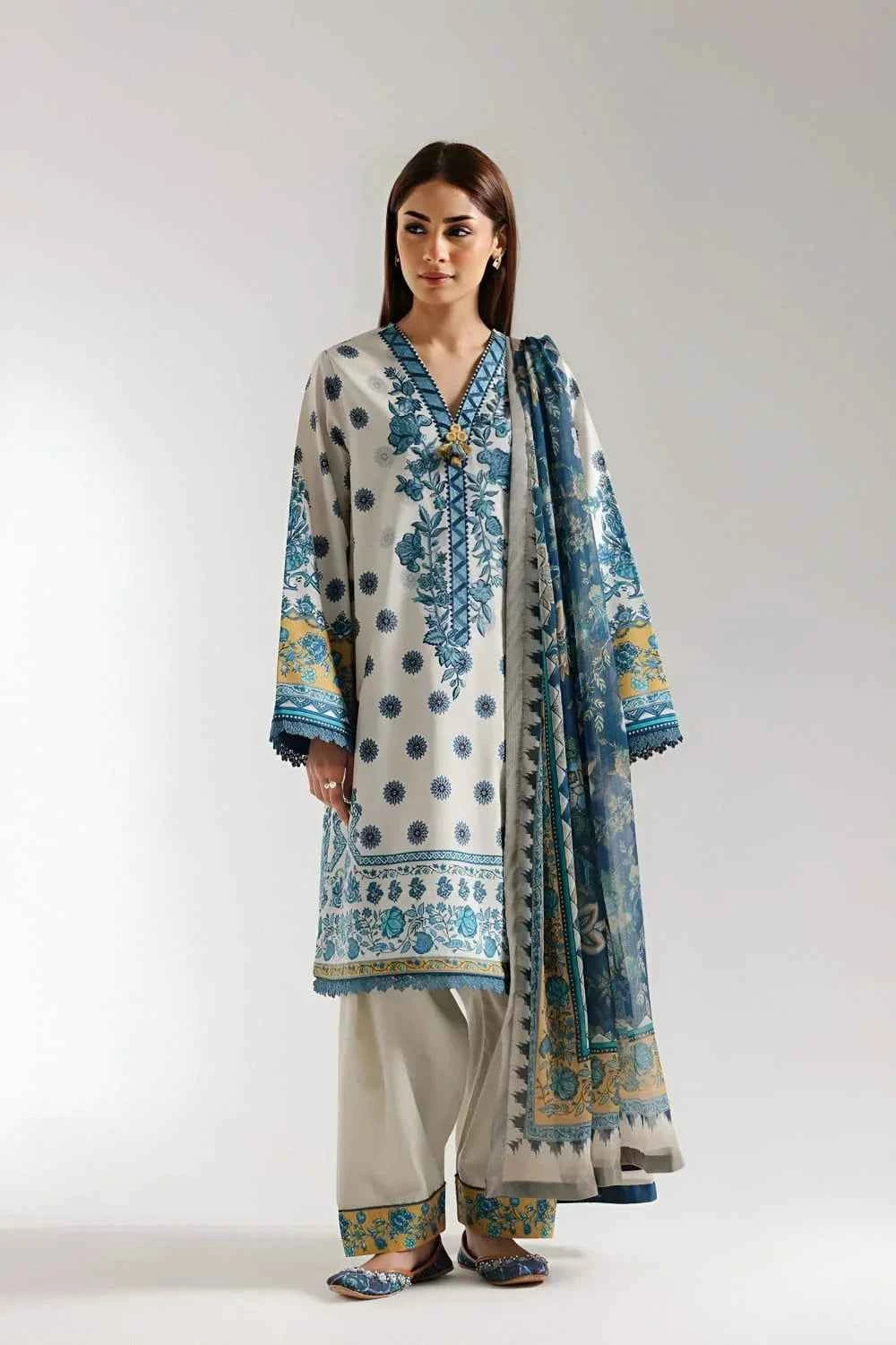 3 Pcs Women's Unstitched Printed Suit