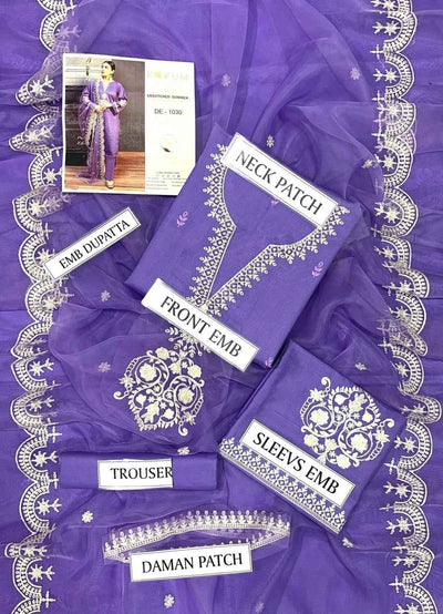 3 Pcs Women's Unstitched Embroidered Suit