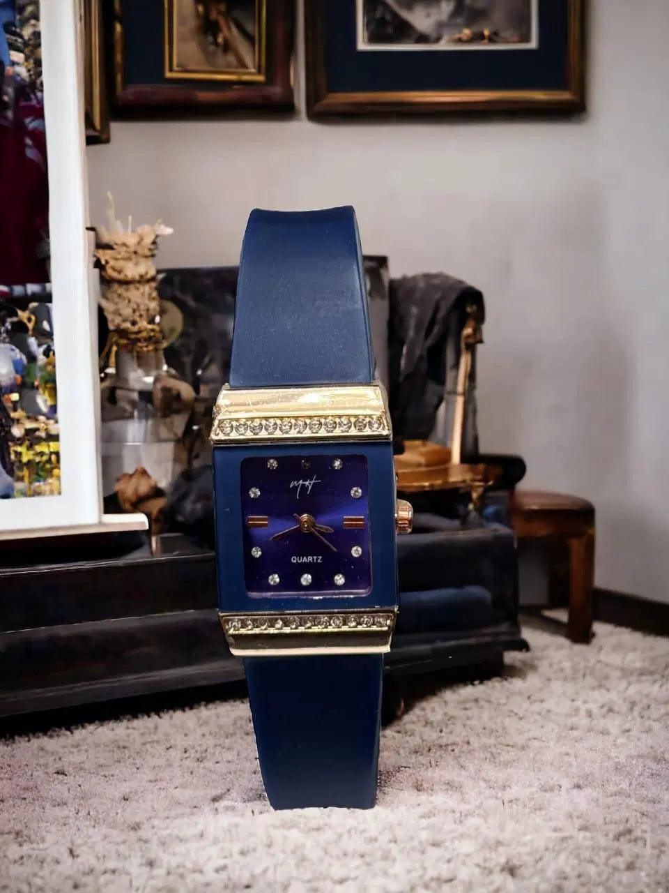 Elegant Women's Quartz Watch - 1 Pc Blue Square Analogue Timepiece W-15 - MOHA 