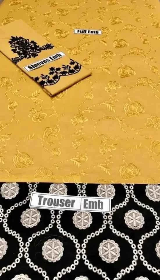 2 Pcs Women's Unstitched Lawn Sequins Embroidered Suit W-40