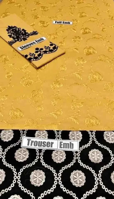 2 Pcs Women's Unstitched Lawn Sequins Embroidered Suit W-40