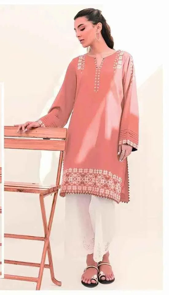 2 Pcs Women's Unstitched Lawn Embroidered Suit W-42